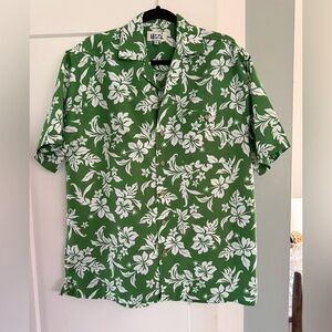 Men’s Green Hawaiian Button Down By Uzzi Amphibious Medium